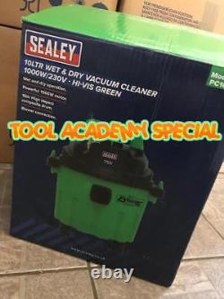 BOXED SEALEY PC102HV Vacuum Cleaner Wet & Dry 10ltr 1000With230V Hi-Vis Green