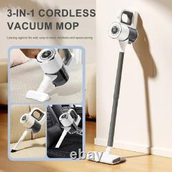 Cordless Wet Dry Vacuum Cleaner 15000Pa Suction Mop HEPA Filter LED Floor Vac