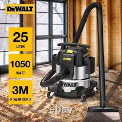 DEWALT 25L Stainless Steel Wet and Dry Vacuum Cleaner 1050 Watts