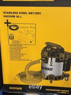 DeWALT DXV38S 38L Wet & Dry Vacuum Cleaner 1250W Stainless Steel + Accessories