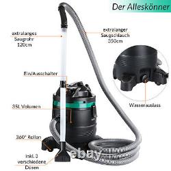 Dry and Wet Vacuum Cleaner 35L Container 1400W Long Suction Pipe 10 Accessories