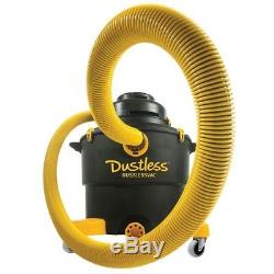 Dustless Wet/Dry Vacuum Cleaner Built-In Accessory Storage Rubber Wheels 16 Gal