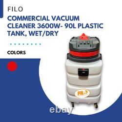 Filo Commercial & Industrial Vacuum Cleaner 90L Wet/Dry 3600W Plastic Tank