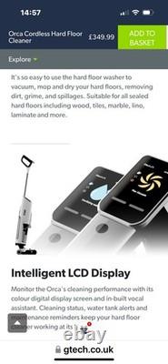 Gtech Orca Cordless Hard Floor Vacuum Cleaner WD01 Wet and Dry, Black/White