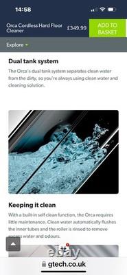 Gtech Orca Cordless Hard Floor Vacuum Cleaner WD01 Wet and Dry, Black/White