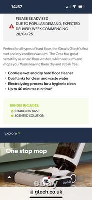 Gtech Orca Cordless Hard Floor Vacuum Cleaner WD01 Wet and Dry, Black/White