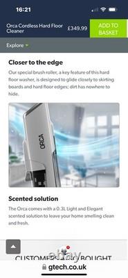 Gtech Orca Cordless Hard Floor Vacuum Cleaner WD01 Wet and Dry, Black/White