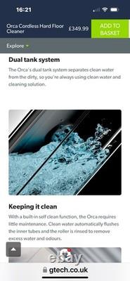 Gtech Orca Cordless Hard Floor Vacuum Cleaner WD01 Wet and Dry, Black/White