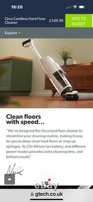 Gtech Orca Cordless Hard Floor Vacuum Cleaner WD01 Wet and Dry, Black/White