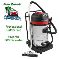Gutter Vacuum Cleaner Wet & Dry3000w 80L 20FT 6M Pole 51mm Flexible Hose Pipe 5M