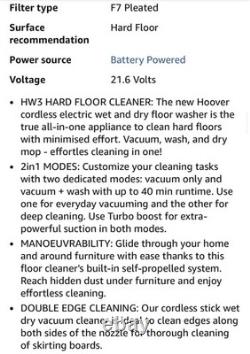HOOVER HW3 Turbo Clean Upright 2-in-1 Wet & Dry Hard Floor Cordless Cleaner BNIB