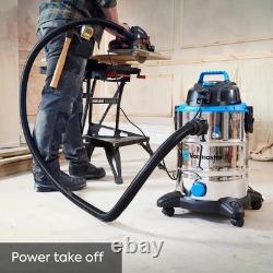 Heavy-Duty 30L Wet & Dry Cleaner with Power Take-Off 1500W Motor & Attachments