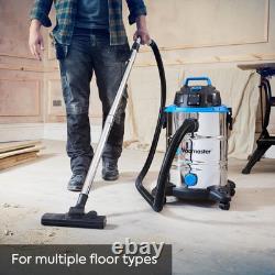 Heavy-Duty 30L Wet & Dry Cleaner with Power Take-Off 1500W Motor & Attachments
