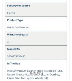 Hyundai HYVI3014 1400W 3 IN 1 Wet & Dry Electric Vacuum Cleaner NEW in Box