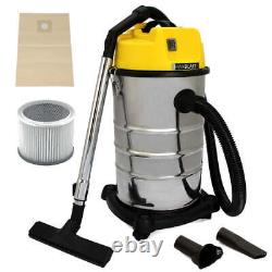 Industrial Wet & Dry Vacuum Cleaner & Attachments, Powerful 1400W, 30 Litre