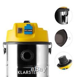 Klarstein 30l Wet Dry Vacuum Cleaner Industrial Shop Vac 1800w Stainless Steel