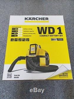 Karcher WD 1 18v Cordless Wet and Dry Vacuum Cleaner compact battery set