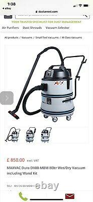 M Class Maxvac Dura DV 80L Wet/Dry Dust Extractor Vacuum Cleaner 110v