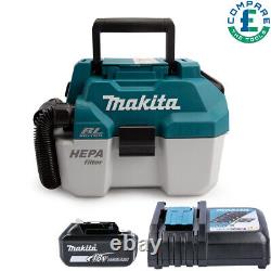 Makita DVC750LZ 18V LXT BL Wet/Dry Vacuum Cleaner + 1 x 5.0Ah Battery & Charger