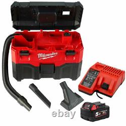 Milwaukee M18VC2 18V Wet/Dry Vacuum Cleaner with 1 x 5.0Ah Battery & Charger