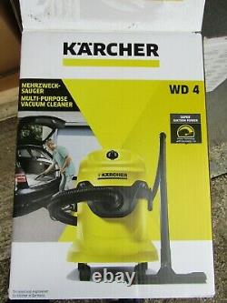 NEW Karcher WD 4 Wet and Dry Vacuum Cleaner Yellow UK Plug Blk 1931654