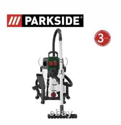 Parkside 1500W 30L Industrial Wet & Dry Vacuum Cleaner Stainless Steel Tank