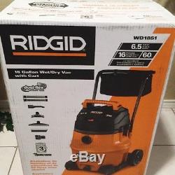 RIDGID WD1851 Wet Dry Shop Vacuum Cleaner 16 Gallon Vac Heavy Duty Cart Wheels