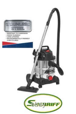 SEALEY PC200SD Vacuum Cleaner Industrial Wet & Dry 20ltr 1250W Stainless Drum