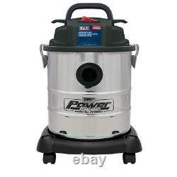 Sealey PC195SD 20ltr Wet & Dry Vacuum Cleaner 1250W Stainless Bin Hoover