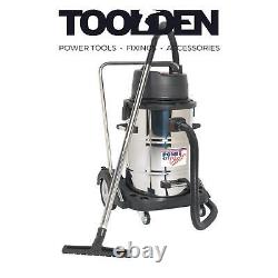 Sealey PC477 Vacuum Cleaner Industrial Wet & Dry 77L Stainless Steel Drum with S