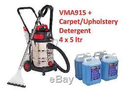 Sealey VMA915 & 4 x 5 ltr Car Valet Machine Wet/Dry Carpet Upholstery Cleaner
