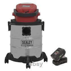 Sealey Vacuum Cleaner 20L Wet & Dry Cordless 20V SV20 Series with 4Ah Battery &