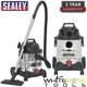 Sealey Vacuum Cleaner Industrial Wet & Dry 20L 1250With230V Stainless Drum