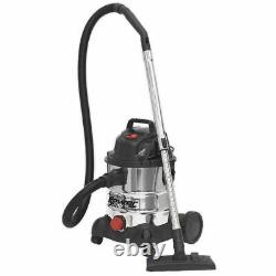 Sealey Vacuum Cleaner Industrial Wet & Dry 20L 1250With230V Stainless Drum