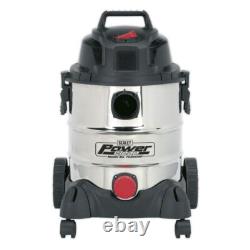 Sealey Vacuum Cleaner Industrial Wet & Dry 20L 1250With230V Stainless Drum
