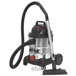 Sealey Vacuum Cleaner Industrial Wet & Dry 20L 1250With230V Stainless Drum PC200SD