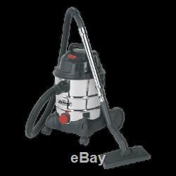 Sealey Vacuum Cleaner Industrial Wet & Dry 20ltr 1250With230V Stainless Drum