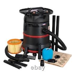 Sealey Vacuum Cleaner Industrial Wet & Dry 35ltr 1200With230V Plastic Drum