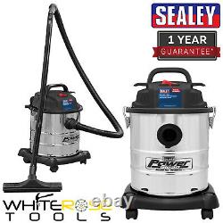 Sealey Vacuum Cleaner Wet & Dry 20L 1200With230V Stainless Drum