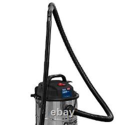 Sealey Vacuum Cleaner Wet & Dry 20l Stainless Drum Lightweight High Powered