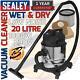 Sealey Wet And Dry Vacuum Cleaner 20l 1000w / 240v Water Dirt Carpet Washer
