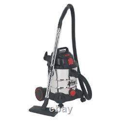 Sealey Wet & Dry Vacuum Cleaner Industrial 20ltr 1400With230V Stainless Bin Auto