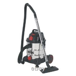 Sealey Wet & Dry Vacuum Cleaner Industrial 20ltr 1400With230V Stainless Bin Auto