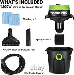 WORKPRO Wet and Dry Vacuum Cleaner 1200W, 3-in-1 10L Container Multipurpose with