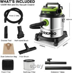 WORKPRO Wet and Dry Vacuum Cleaner 1200W for Cleaning Stainless Steel Tank