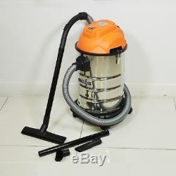 Wet And Dry Vacuum Cleaner 30l Industrial 1000w Stainless Steel Blow Function