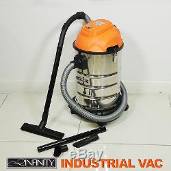 Wet And Dry Vacuum Cleaner 30l Industrial 1000w Stainless Steel Blow Function