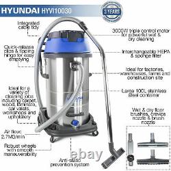 Wet & Dry Vac Vacuum Cleaner 100L- 3000W vac Motor 3 YEAR WARRANTY HYVI10030