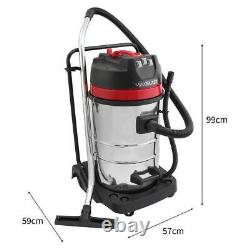 Yavolo Industrial Vacuum Cleaner 80L Wet & Dry 3000W Hoover, Stainless Steel